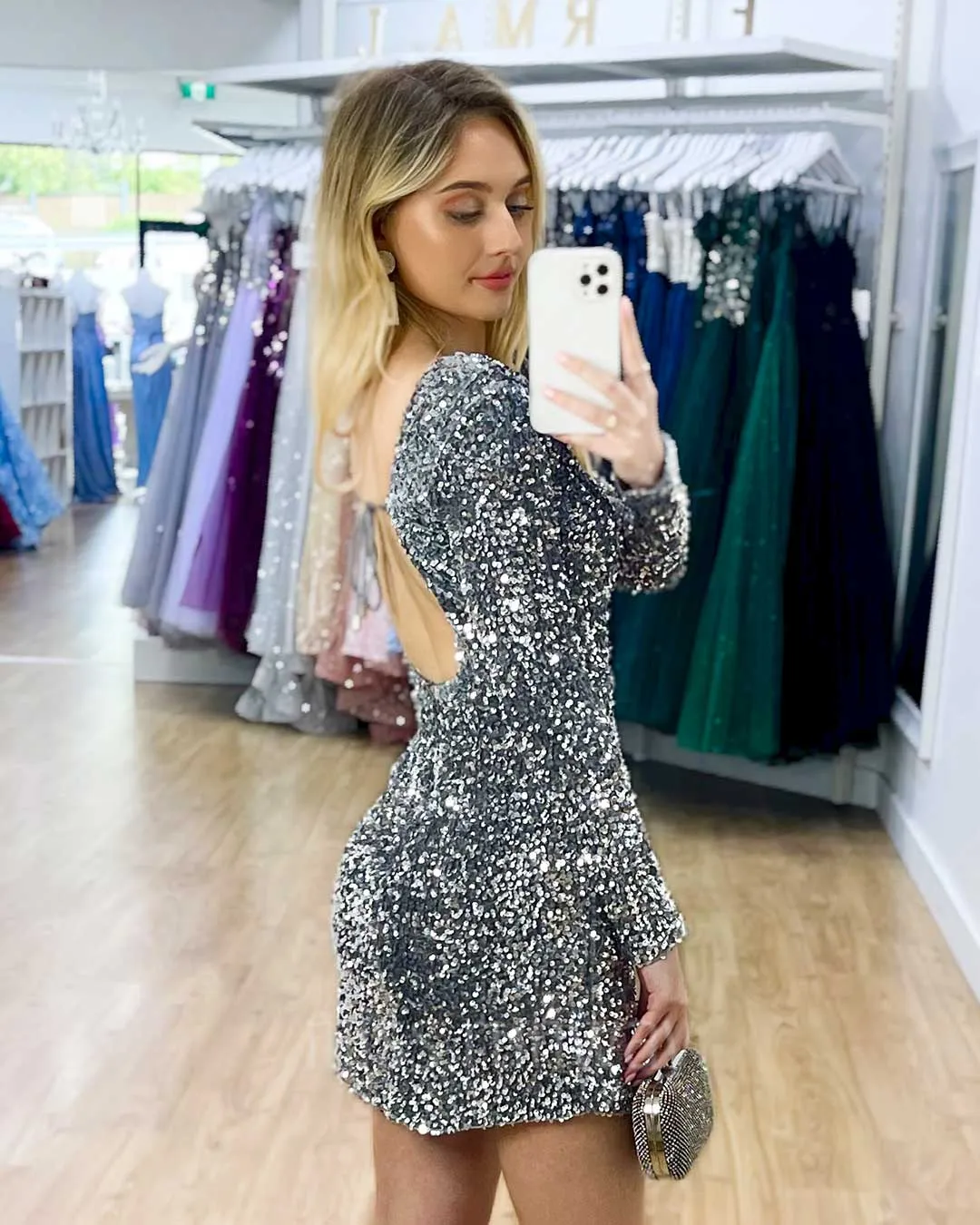 Amara Sequin Mini Dress - Silver